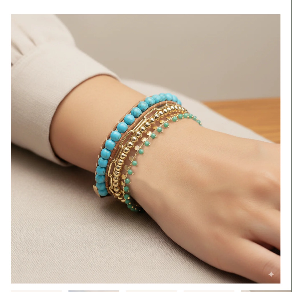 Victoria Emerson Turquoise And Gold Multi-Strand Bracelet